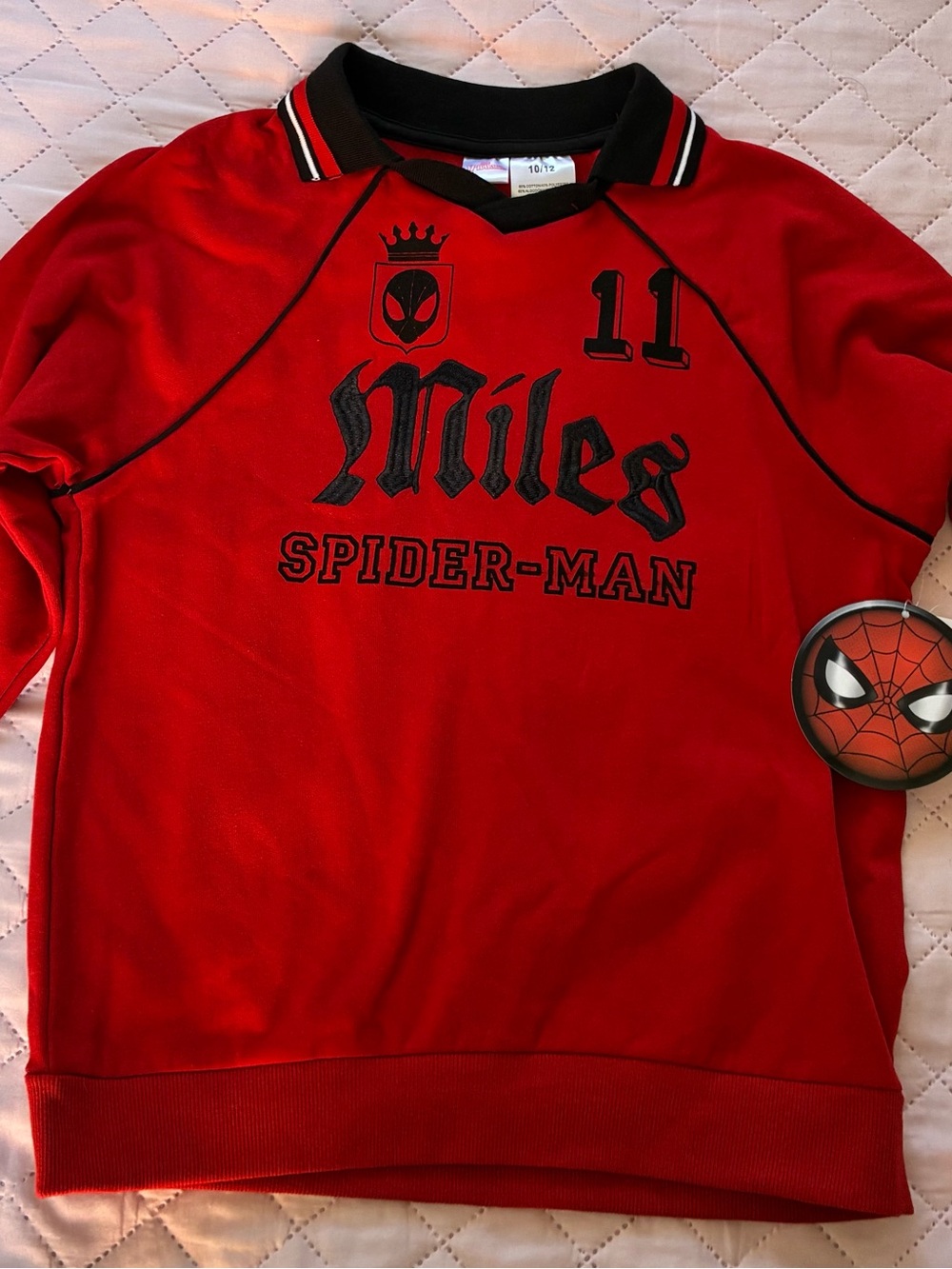 Marvel Red Miles Spider-Man Kids Pullover Sweatshirt with Black Trim